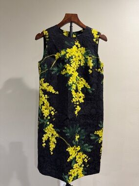 EUC Dolce & Gabbana Mimosa Print Brocade Shift Dress (Size 42)